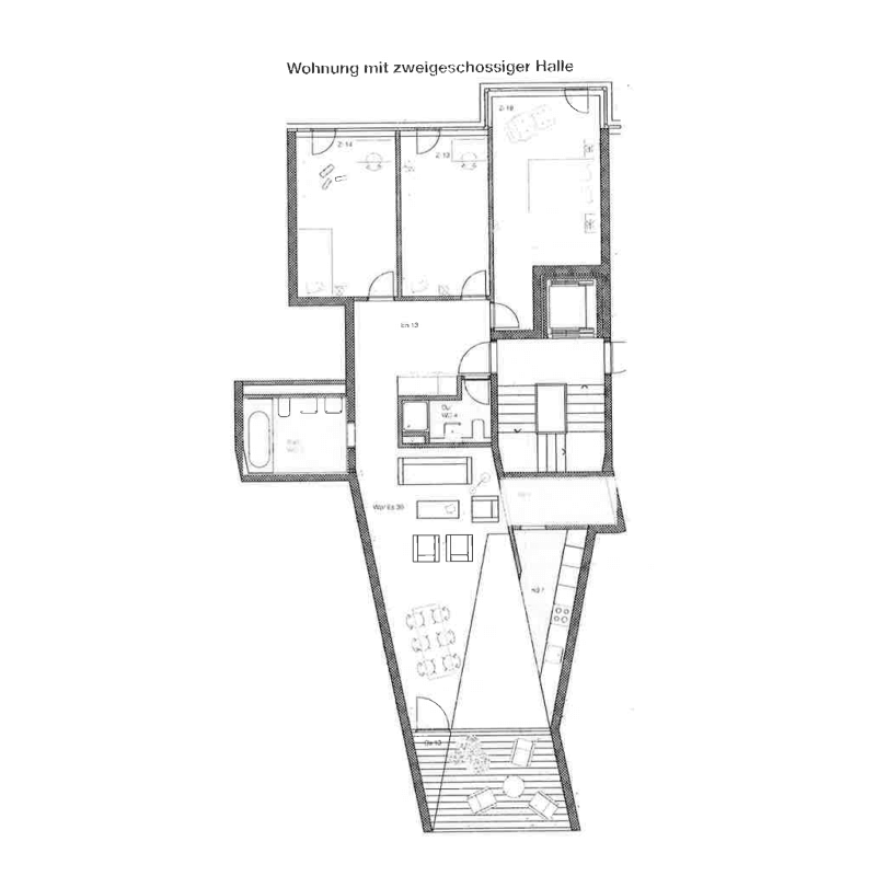 True Country. Competition development"Suurstoffi", Rotkreuz, 2009. – Furnished apartment floor plan. House "windshield wipers"..