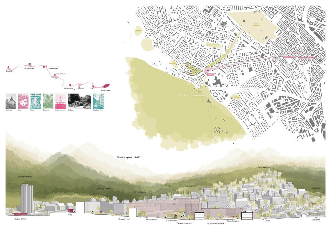 Urban development competition Sun garden (Sonnengarten), Goldacker, Zurich-Albisrieden, Switzerland, 2019. Open space.