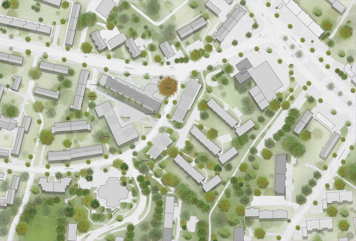 Bember's brothers. Competition for new housing estate Langgrüt, Zurich 2019. – Situation.