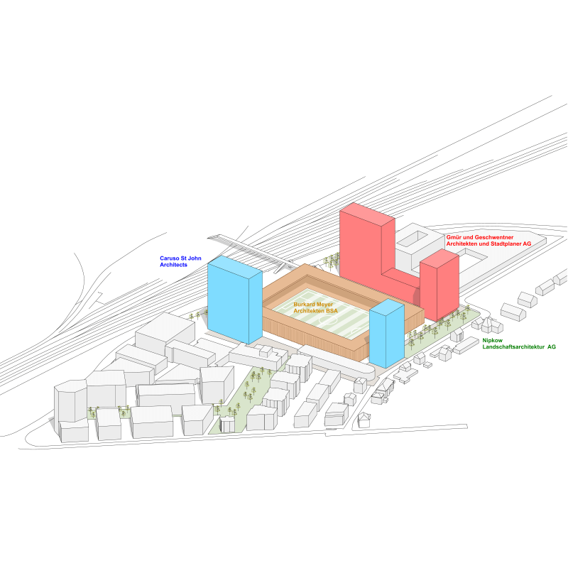 A stadium for Aarau! (Ein Stadion für Aarau!). Study Torfeld Süd, Aarau, Switzerland, 2017. – The projects of the various planning teams.