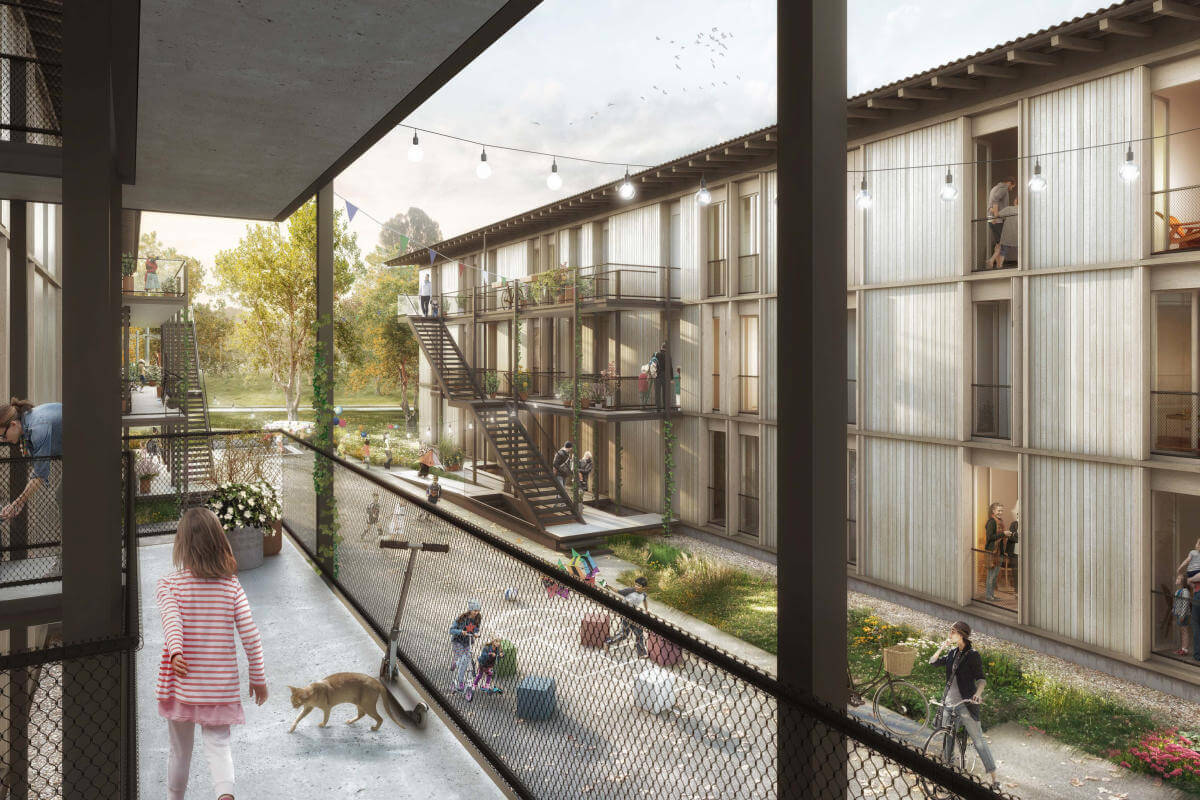 Competition "Kapla", Hirtenweg, Riehen, 2018 – with Jakob Steib architects. Rendering.