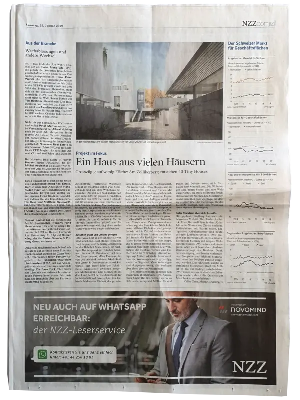 Tiny House(s), Projekt im Fokus – Ein Haus aus vielen Häusern, in: NZZ Domizil, 25.01.2010