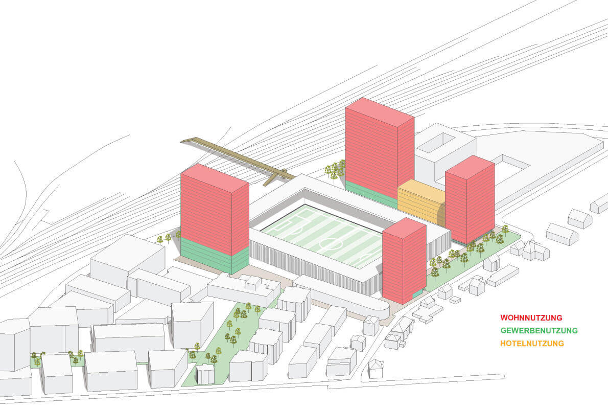 A stadium for Aarau! (Ein Stadion für Aarau!). Study Torfeld Süd, Aarau, Switzerland, 2017. – The utilizations. An overview.