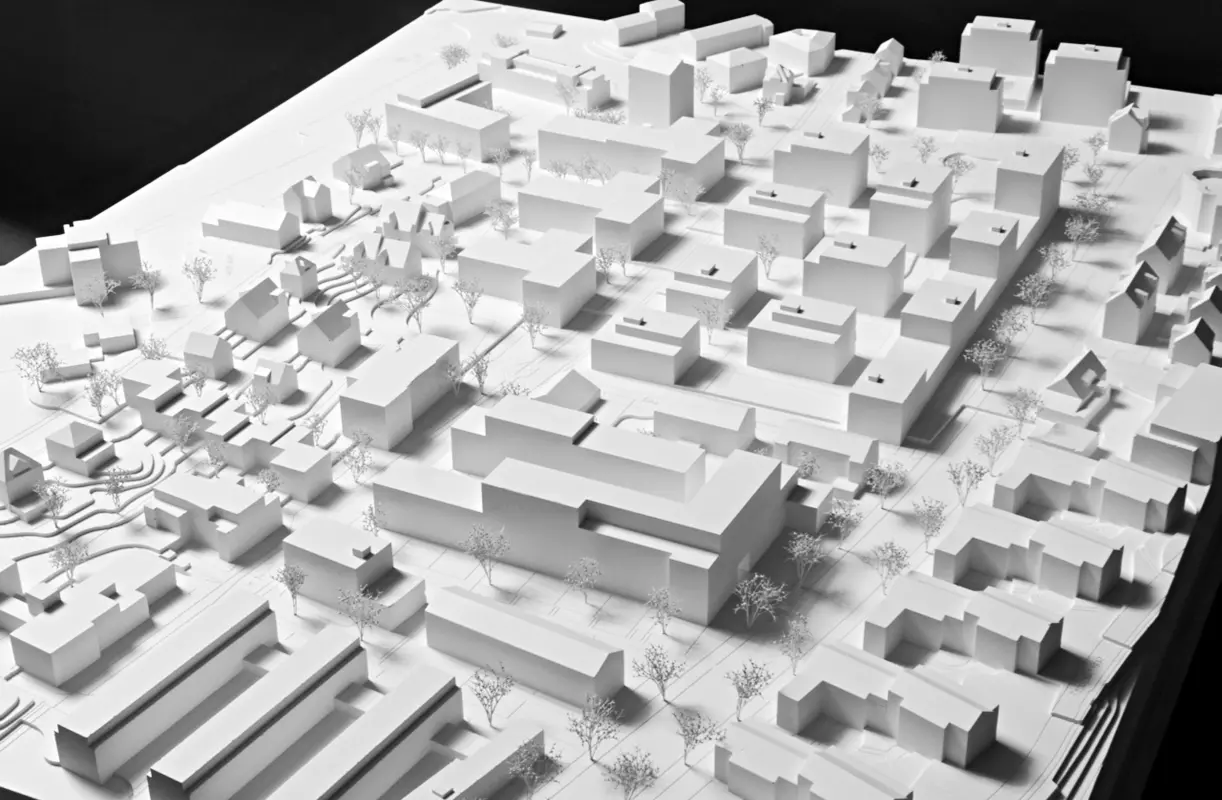 3d prize Waidmatt's home. Competition housing estates, Waidmatt building cooperative, Zurich-Affoltern, Switzerland, 2016. Model.