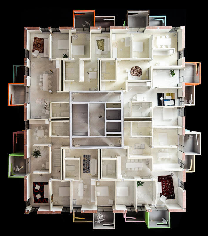 Monobrick onion (Einstein Zwiebel), a residential tower. Zwatt area study contract – model: standard floor.